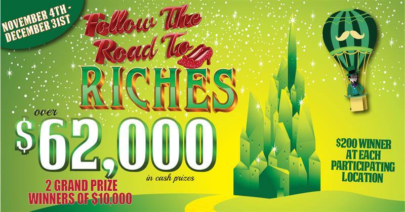 Follow the Road to Riches Giveaway - Now Over $63,000 in cash prizes